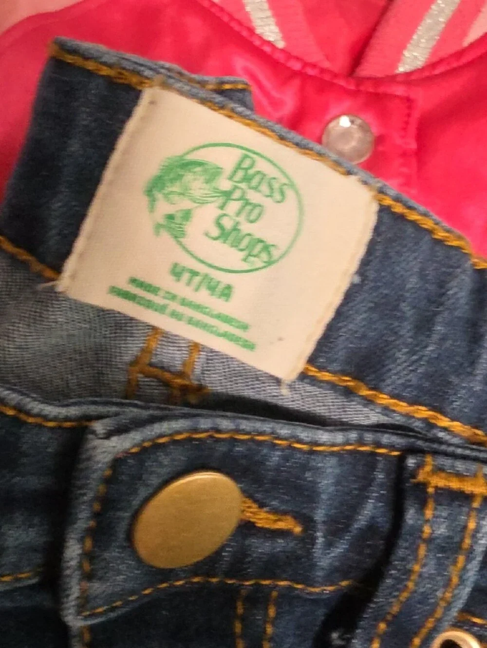 Bass Pro Shops Pink and Red Kids Jean-Style Jacket with Character Patch